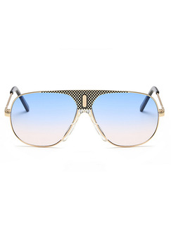 Blue Gradient Metal and Plastic Trendy Sunglasses