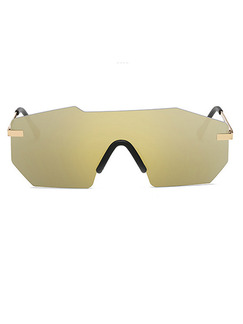 Gold Solid Color Metal and Plastic Trendy Irregular Sunglasses