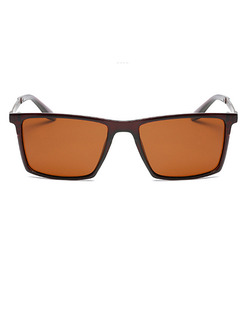 Brown Solid Color Plastic and Metal Polarized Square Sunglasses