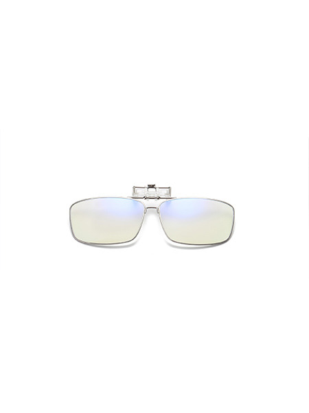 White Solid Color Metal and Plastic Clip-on Rectangle Sunglasses