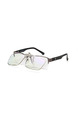 White Solid Color Metal and Plastic Clip-on Rectangle Sunglasses