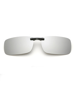 Silver and Black Gradient Mirror Plastic Polarized Clip-on Rectangle Sunglasses