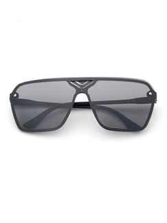 Black Solid Color Metal and Plastic Trendy Square Sunglasses