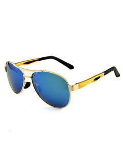 Blue Mirror Metal and Plastic Polarized Aviator Sunglasses