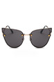 Black Solid Color Metal and Plastic Cat Eye Sunglasses