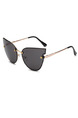 Black Solid Color Metal and Plastic Cat Eye Sunglasses