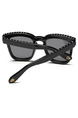 Black Solid Plastic Polarized Square Sunglasses