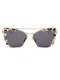 Black Solid Metal and Plastic Polarized Trendy Cat Eye Sunglasses
