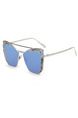 Blue Solid Color Metal and Plastic Trendy Cat Eye Sunglasses