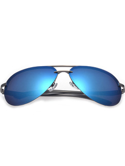 Blue Gradient Mirror Metal and Plastic Polarized Aviator Sunglasses