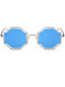 Blue Mirror Metal Trendy Irregular Sunglasses
