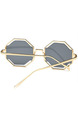 Black Solid Color Metal Trendy Irregular Sunglasses