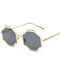 Black Solid Color Metal Trendy Irregular Sunglasses
