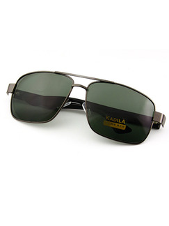Black Solid Color Metal and Plastic Polarized Square Sunglasses