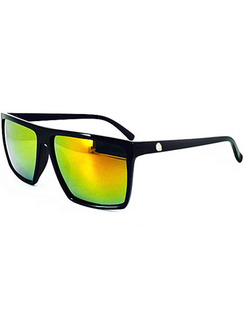 Yellow Green Gradient Mirror Plastic Square Sunglasses