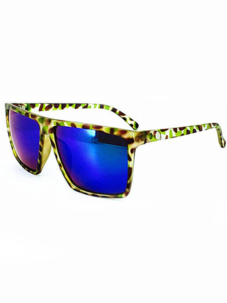 Blue Mirror Plastic Square Sunglasses