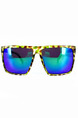 Blue Mirror Plastic Square Sunglasses