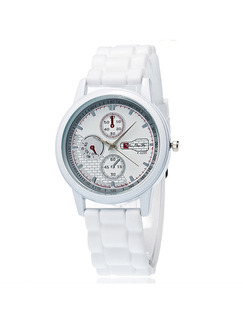 White Rubber Band Bracelet Quartz Watch