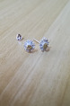 Silver Plated Flower Rhinestone Stud