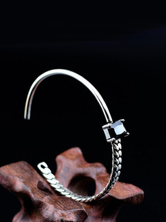 Alloy and Rhinestone Open Bangle