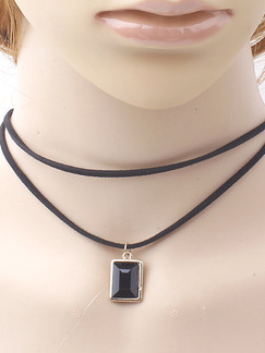 Leather and Plastic Collar Necklace