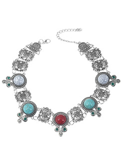 Alloy and Turquoise Princess Charm Necklace