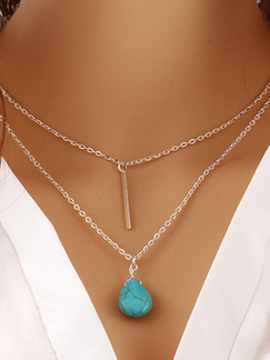 Alloy and Turquoise Layered Necklace