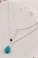 Alloy and Turquoise Layered Necklace
