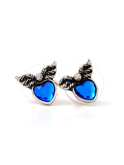 Alloy and Gemstone Heart Stud