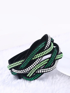 Leather and Rhinestone Multi-Strand Bangle
