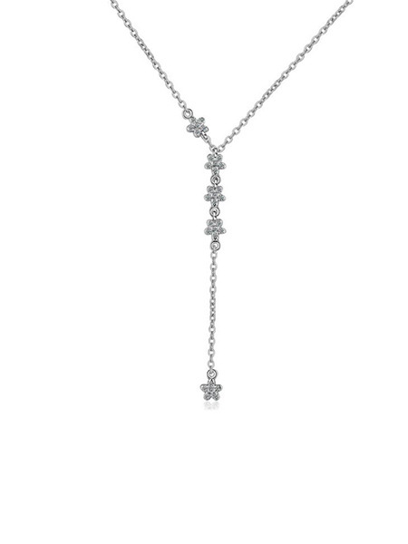 Silver Plated and Rhinestone Chain Necklace