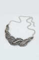 Alloy and Gemstone Feather Necklace