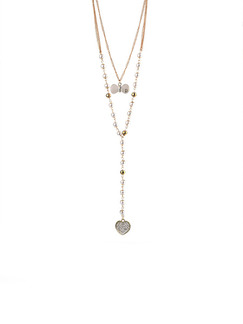Alloy and Pearls Layered Necklace
