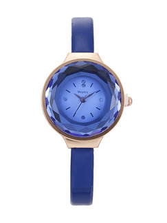 Blue Leather Band Buckle Quartz Watch
