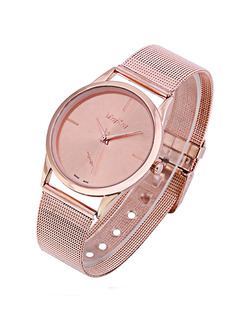 Rose Gold Stainless Steel Band Buckle Quartz Watch