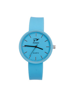 Blue Silicone Band Pin Buckle Quartz Watch