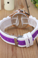 White and Violet Silicone Band Pin Buckle Quartz Watch
