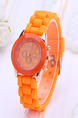 Orange Silicone Band Pin Buckle Quartz Watch