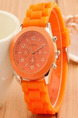 Orange Silicone Band Pin Buckle Quartz Watch