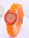 Orange Silicone Band Pin Buckle Quartz Watch
