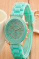 Green Silicone Band Pin Buckle Quartz Watch