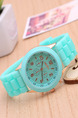 Green Silicone Band Pin Buckle Quartz Watch