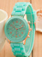 Green Silicone Band Pin Buckle Quartz Watch
