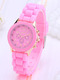 Pink Silicone Band Pin Buckle Quartz Watch
