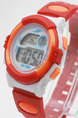 Red White and Orange Rubber Band Pin Buckle Digital Watch