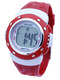 Red and White Plastic Band Pin Buckle Digital Watch

