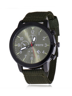 Green Nylon Band Pin Buckle Quartz Watch
