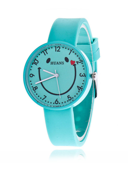 Green Silicone Band Pin Buckle Quartz Watch