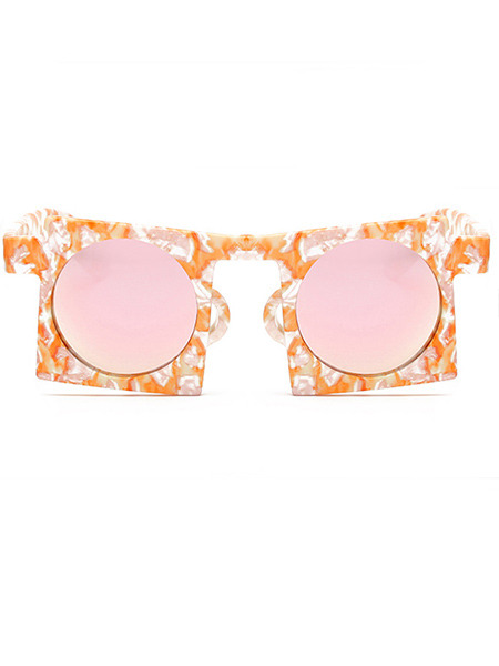 Pink Gradient Plastic Square Polarized  Sunglasses