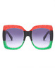 Black White Gradient Plastic Oversized Sunglasses